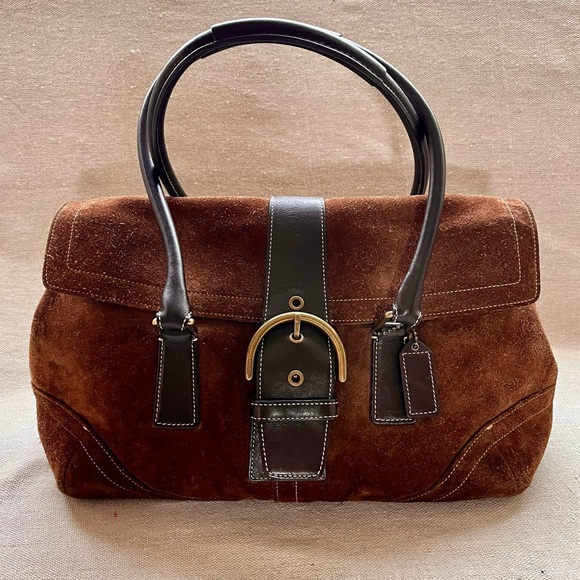 Coach | Bags | Coach Vintage Brown Suede Leather Satchel Bag Purse
