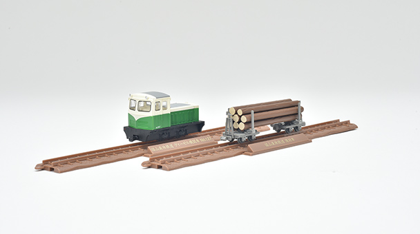 猫山森林鉄道 S4型ディーゼル機関車(ツートンカラー)+運材車 2両セット