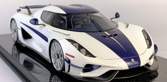 Fronti-Art Koenigsegg Regera - Pearl White/Blue • DiecastSociety.com