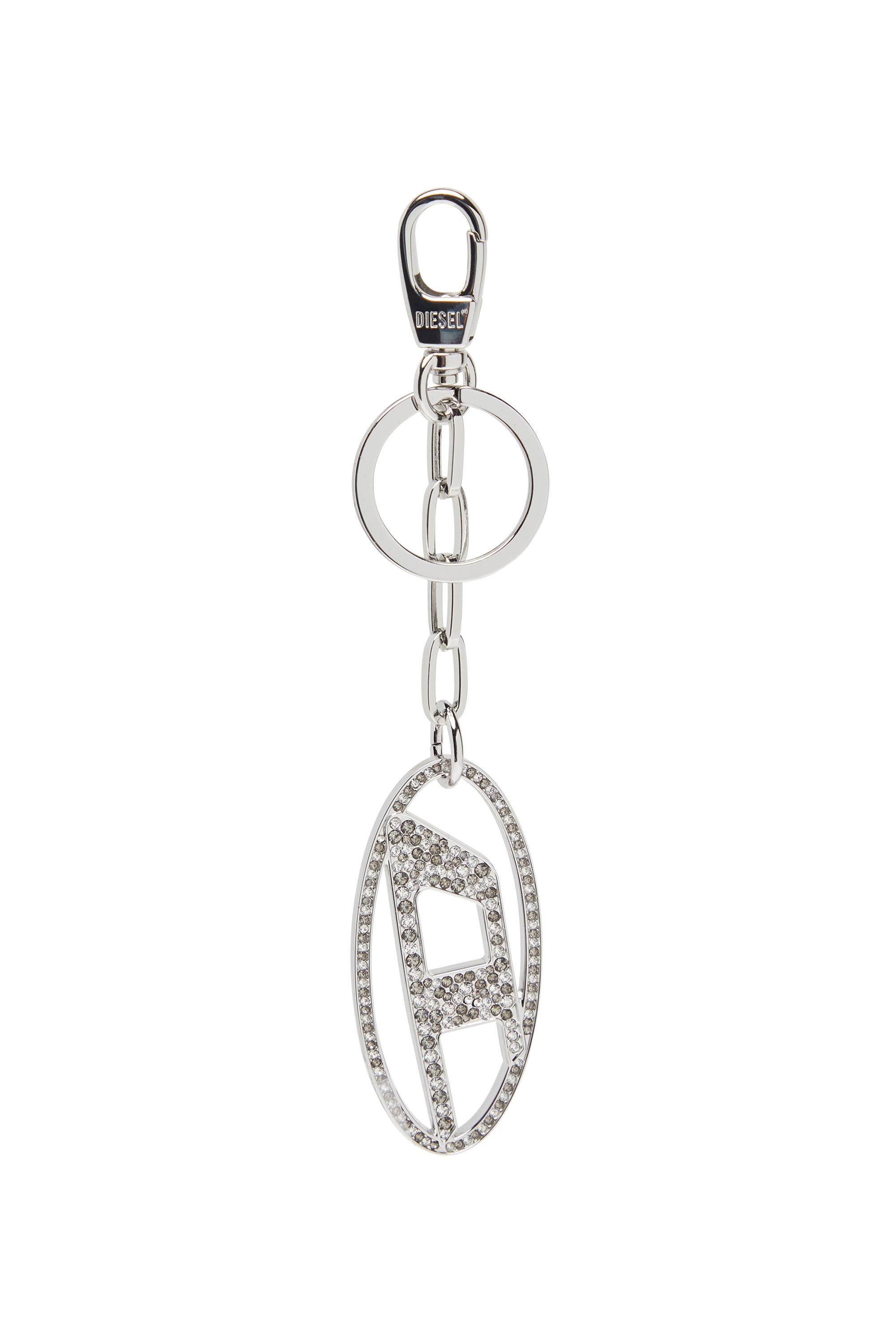 Women's Metal Oval D keyring with crystals | Silver | Diesel