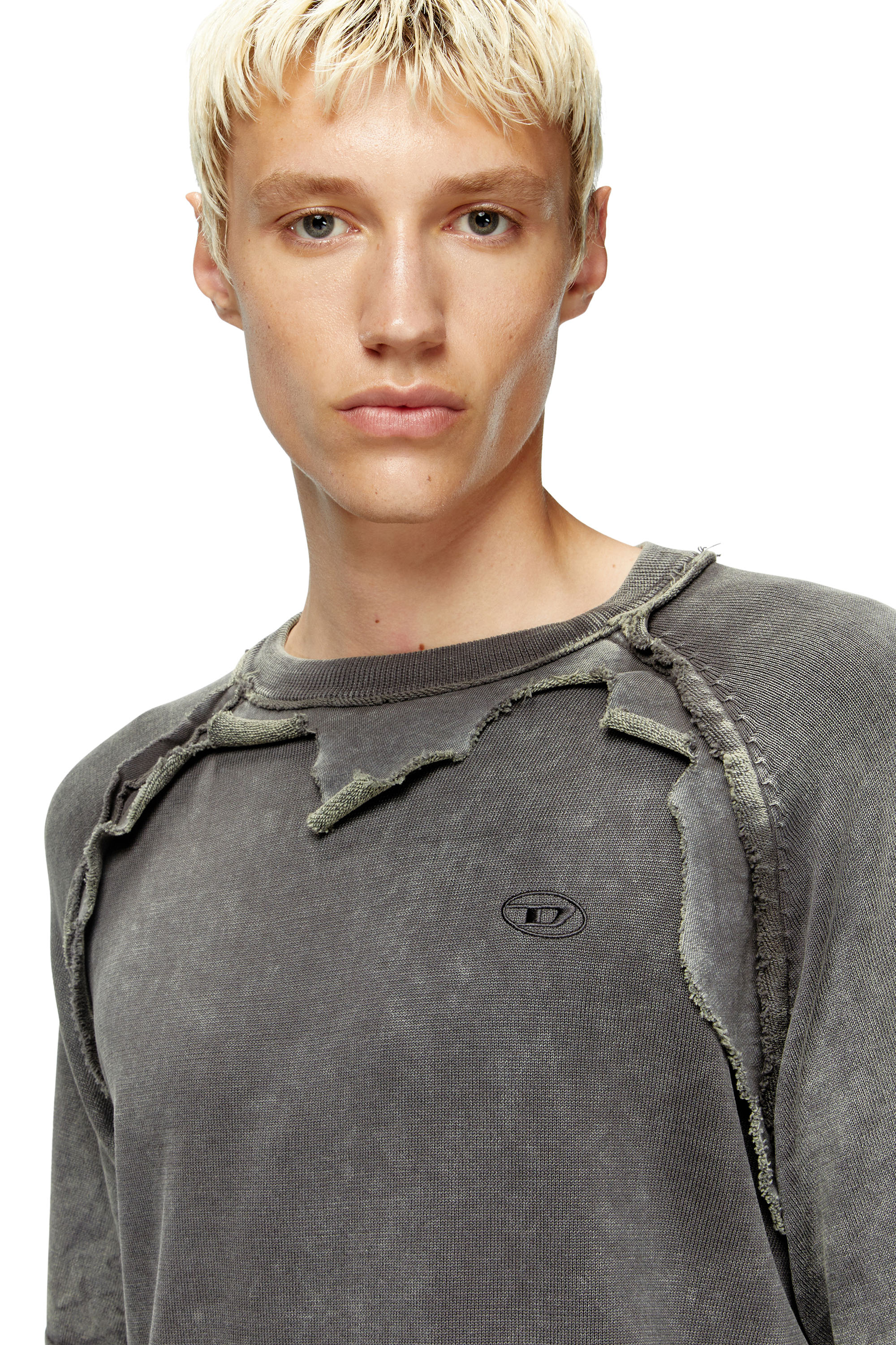 Men's Layered sweater with destroyed effect | Grey | Diesel