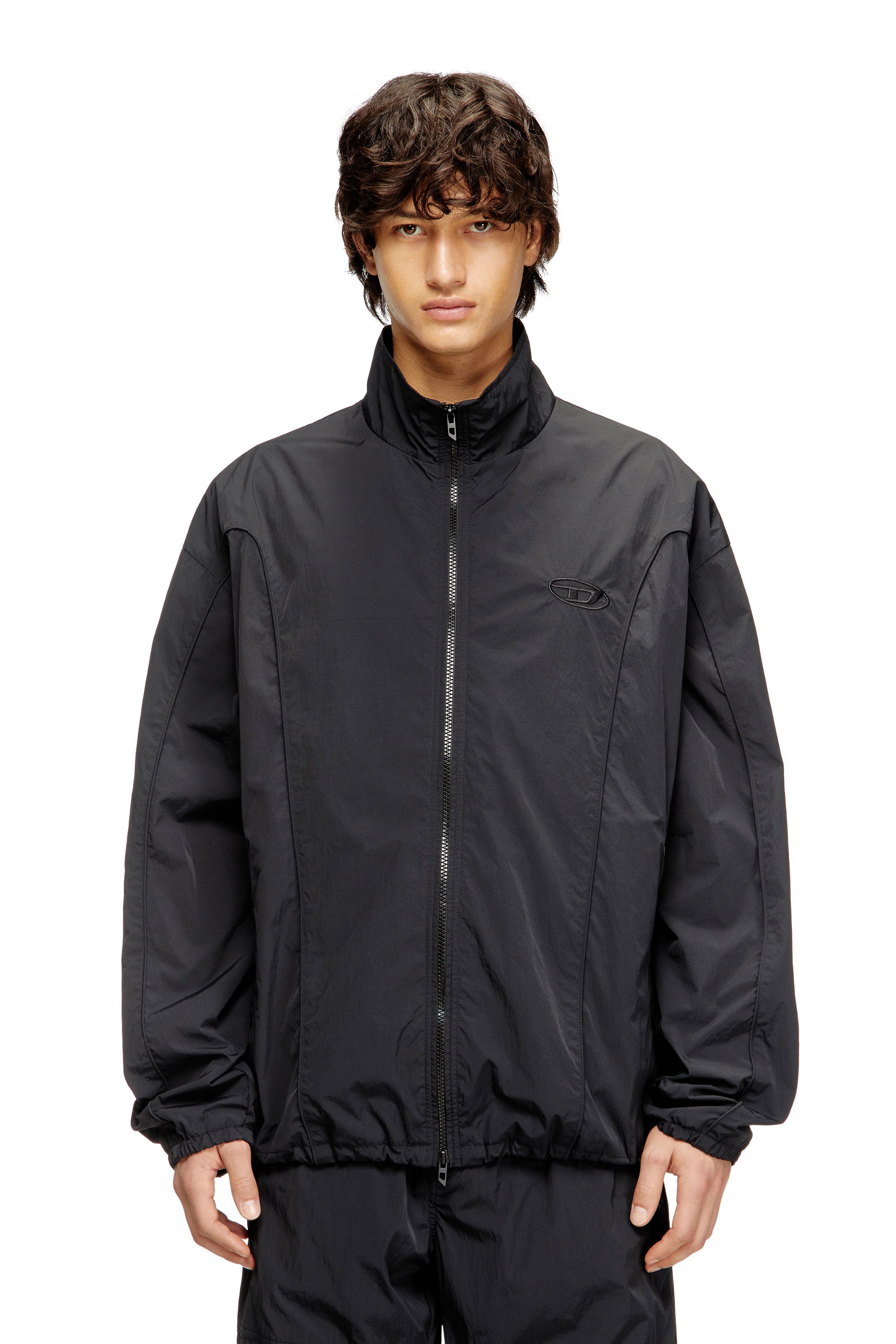Men's Crinkled-nylon jacket with piping | Black | Diesel