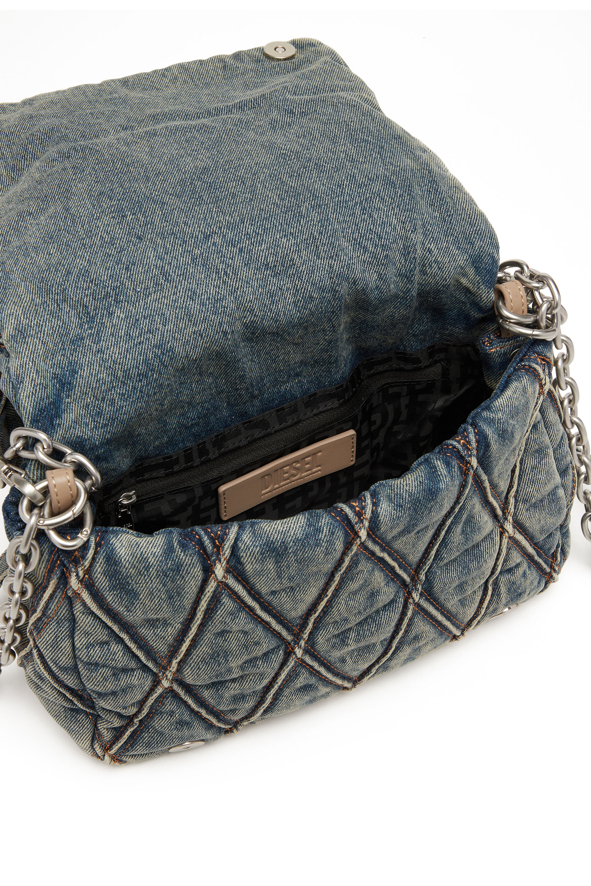 Women's Charm-D M-Handbag in quilted denim | Blue | Diesel