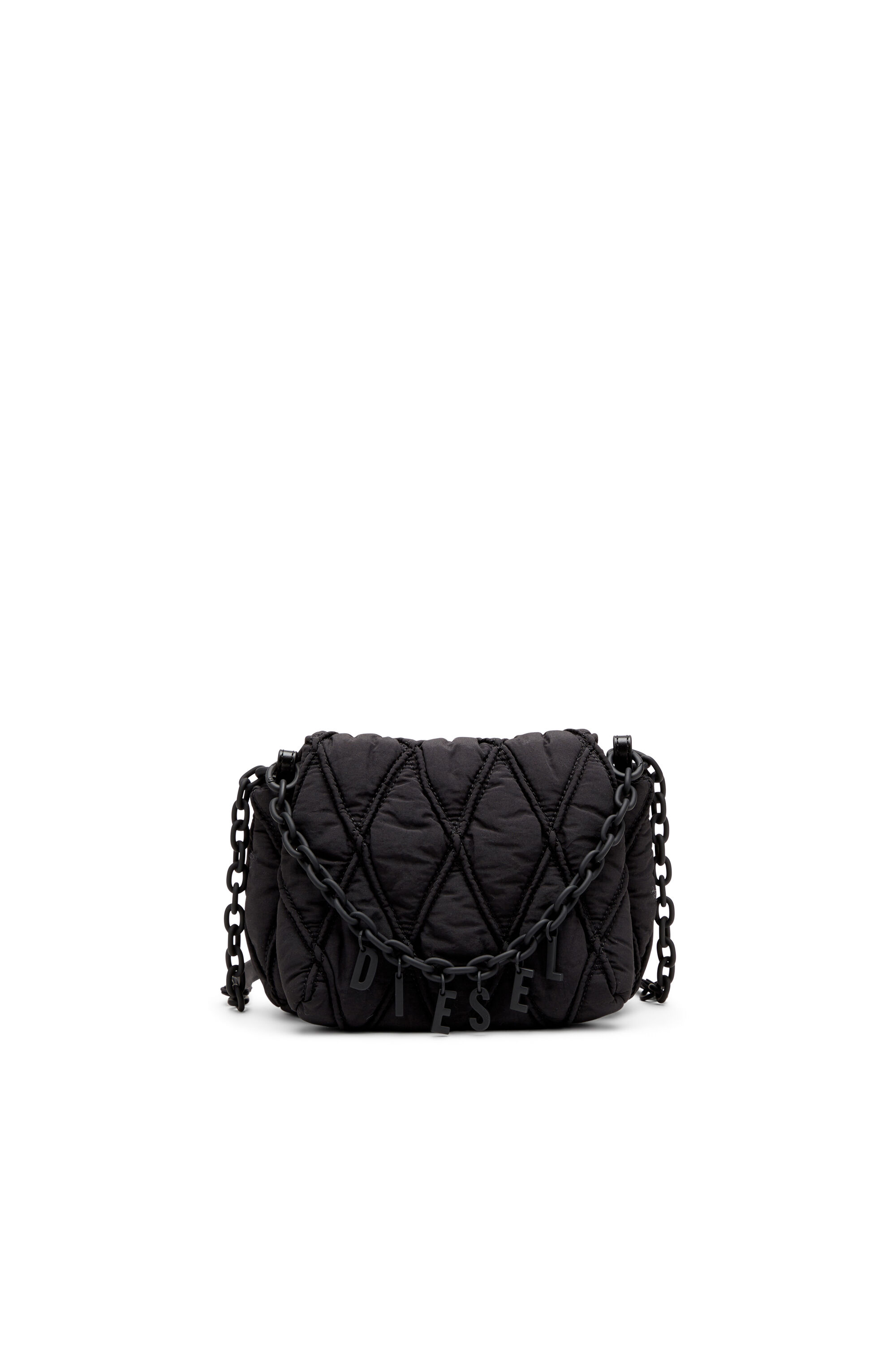 Women's Charm-D S-Small shoulder bag in quilted nylon | Black | Diesel
