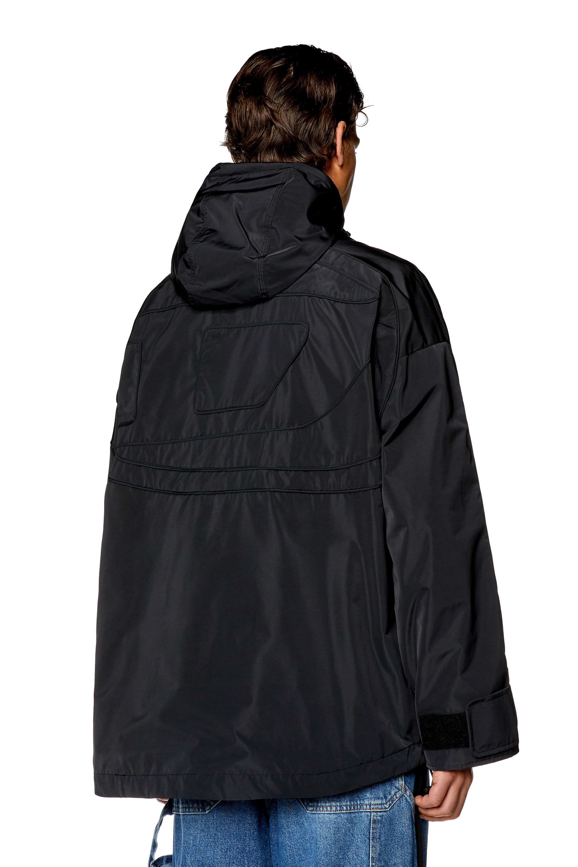 Men's Nylon jacket with piped oval D logo | Black | Diesel