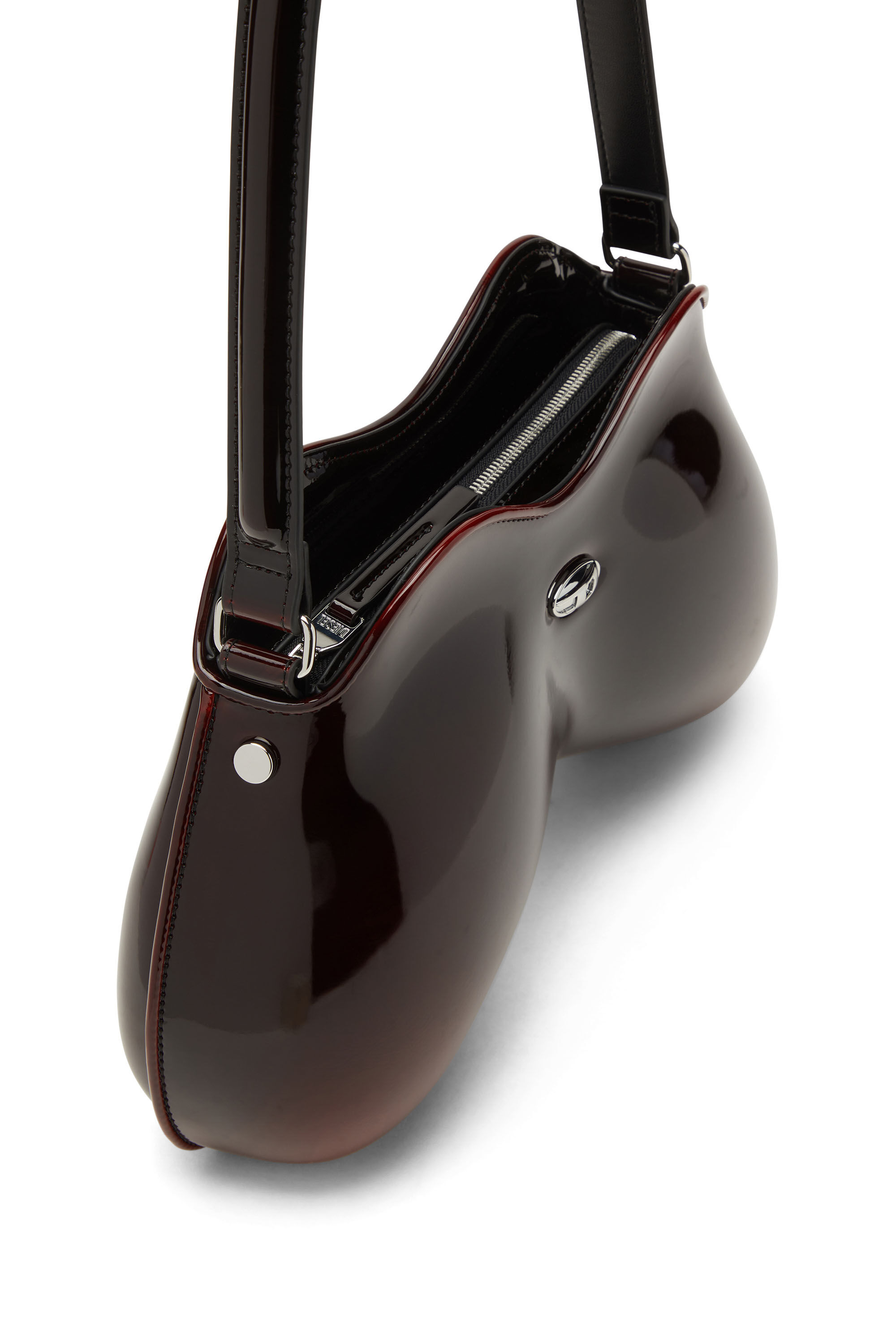 Women's Double-D-Rigid shoulder bag in dégradé glossy PU | Red