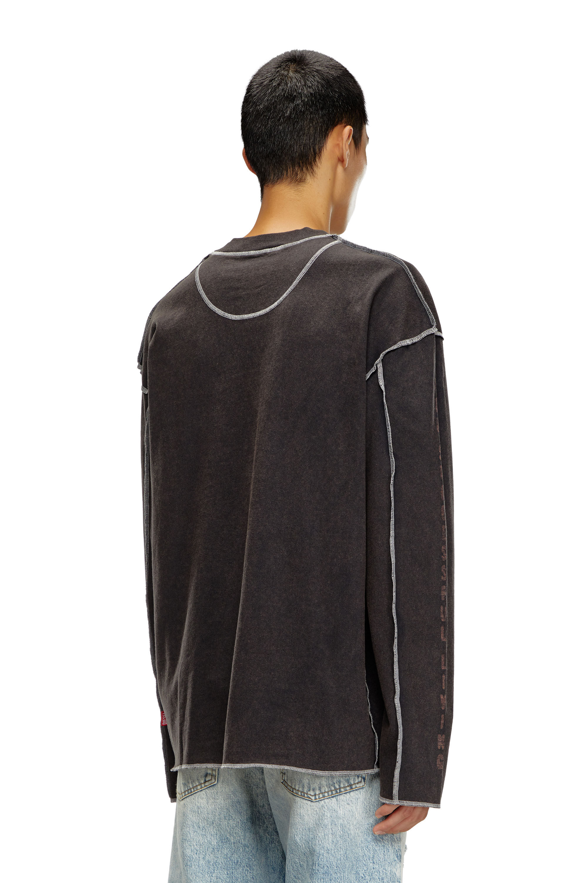 Men's Long-sleeve T-shirt with inside-out effect | Grey | Diesel