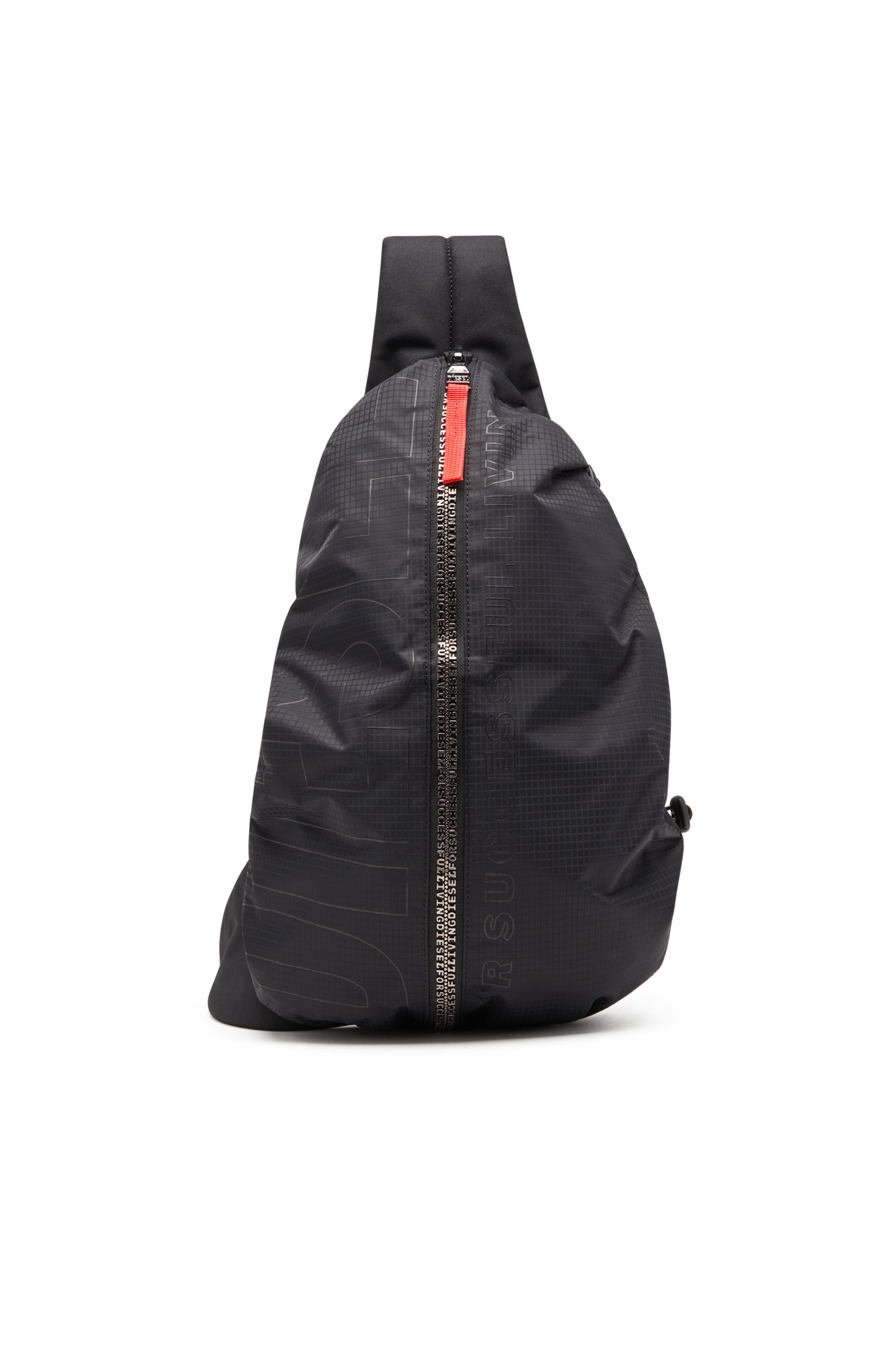Men's Zip-D-Sling backpack in check-jacquard shell | Black | Diesel