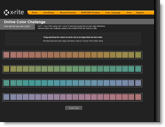 色彩感覚テスト「FM 100 Hue Test」と無料の簡易カラーIQテストの紹介