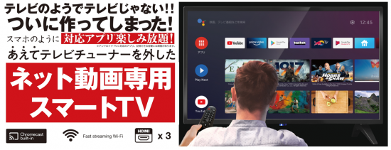 ネット動画専用！ あえてテレビチューナーを外した『AndroidTV機能搭載