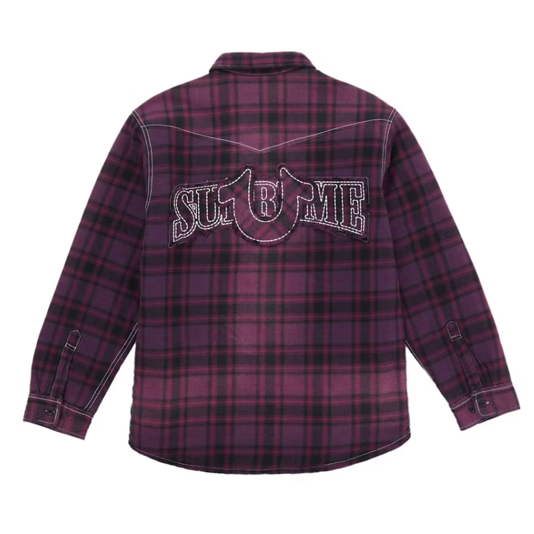 Supreme True Religion Quilted Lined Plaid Flannel Shirt Purple