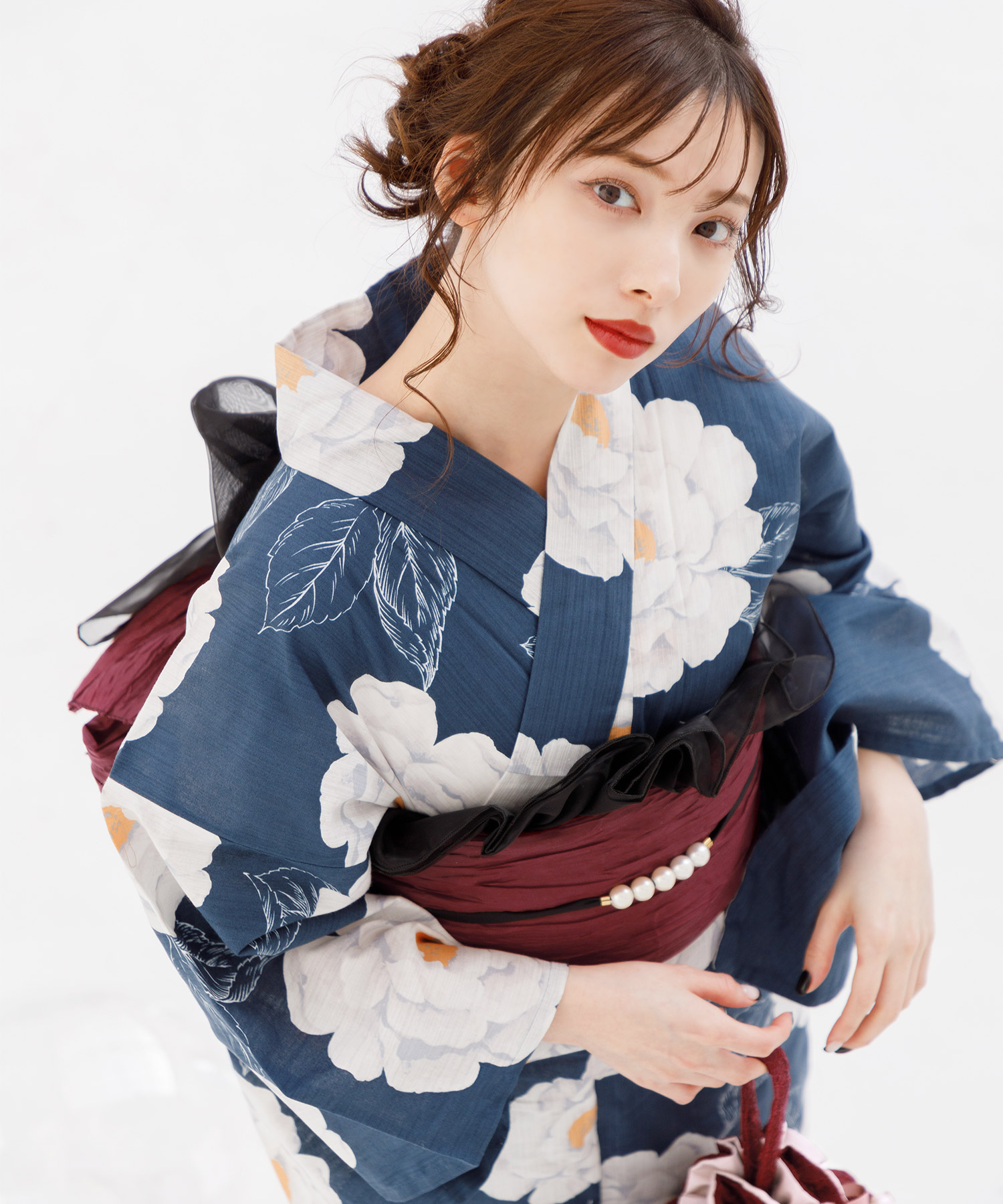 浴衣 dita 紺 水彩の Dita凪の藤ながれ紺系 浴衣・ dita 浴衣 ネイビー