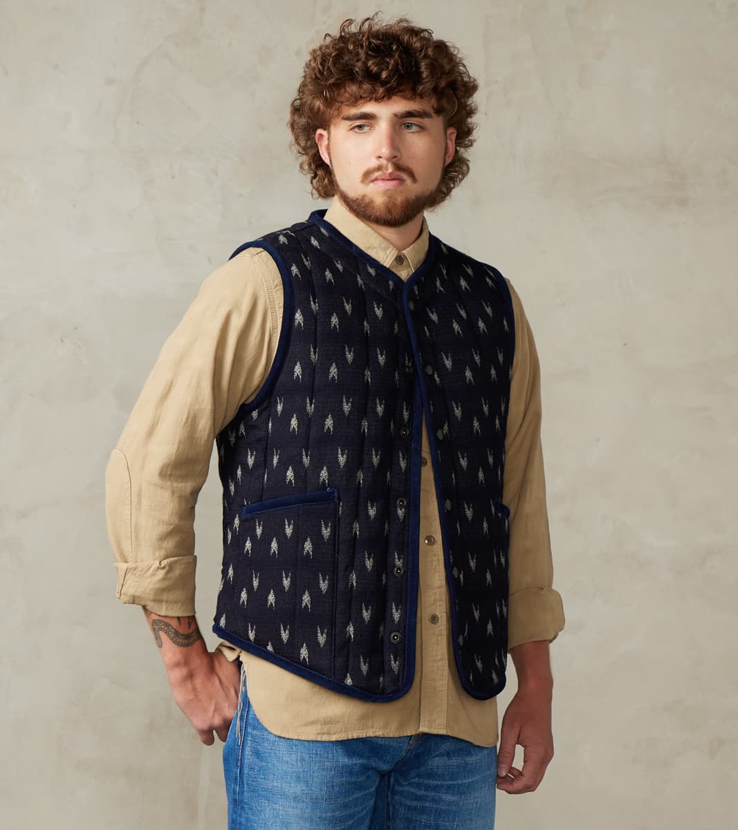 Studio D'Artisan Arrow Yagasuri Indigo Sashiko Vest – Division