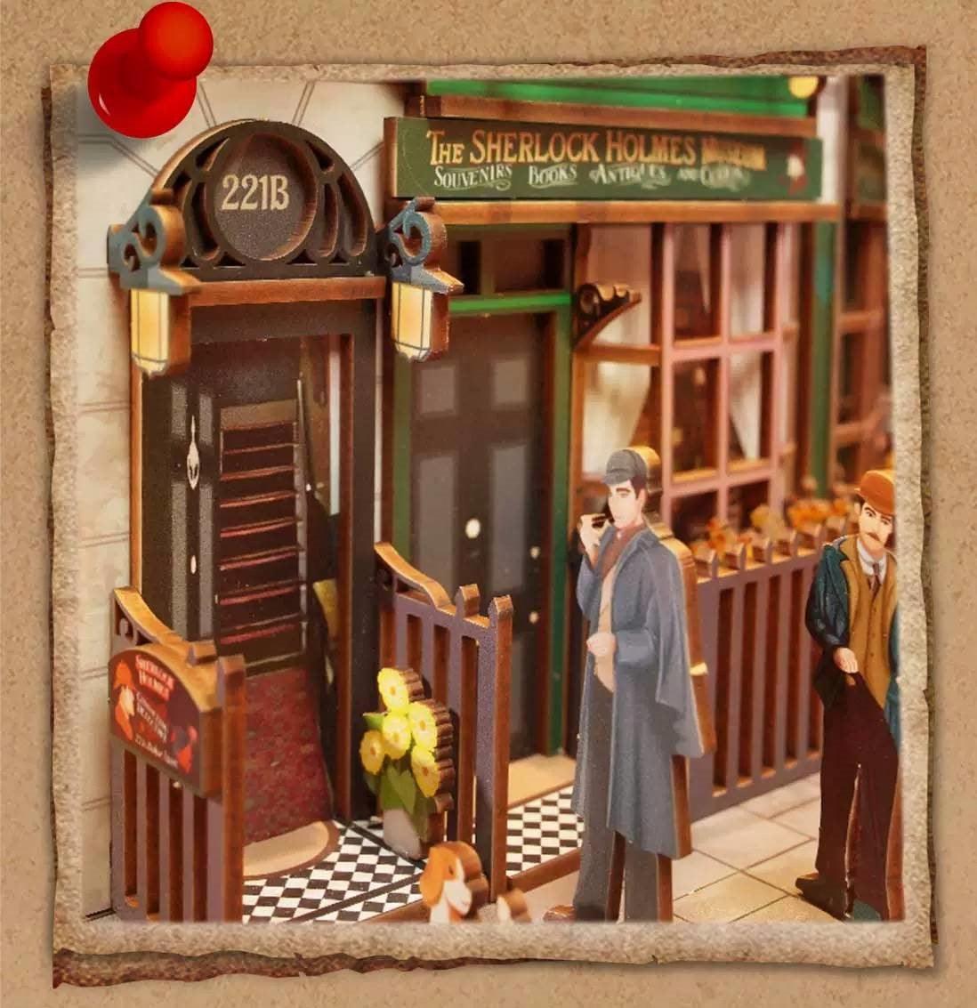 221B Baker Street DIY Book Nook Kit | Sherlock Holmes Bookshelf