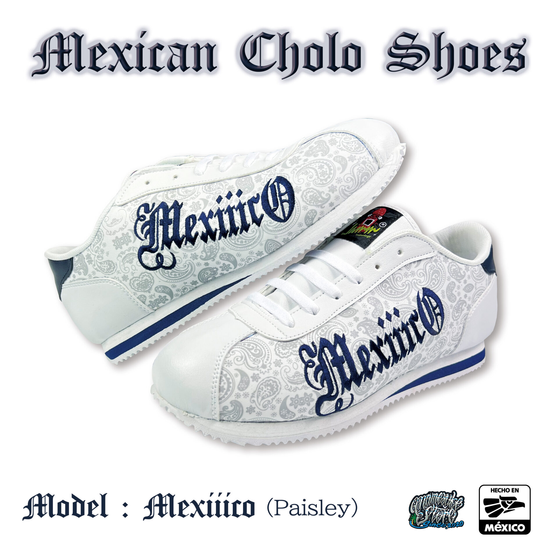 Mexican Cholo Shoes】Paisley×Mexiiico スニーカー White メキシコ産
