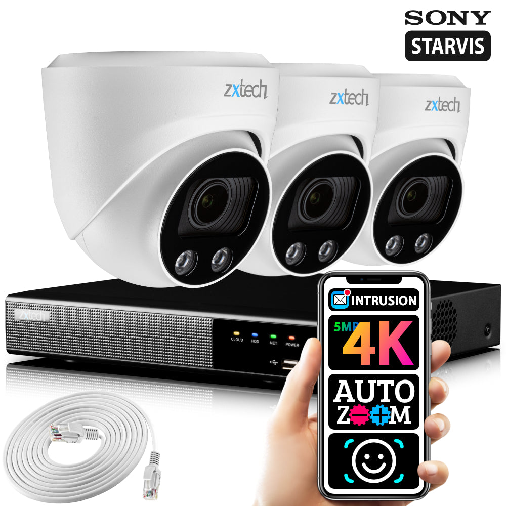 4K Smart CCTV Camera System Motorised 60M Night Vision | Zxtech