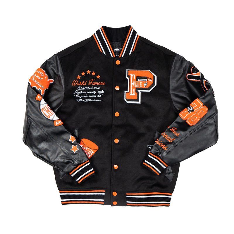 Pelle Pelle World Famous Wool and Leather Varsity Jacket - Black