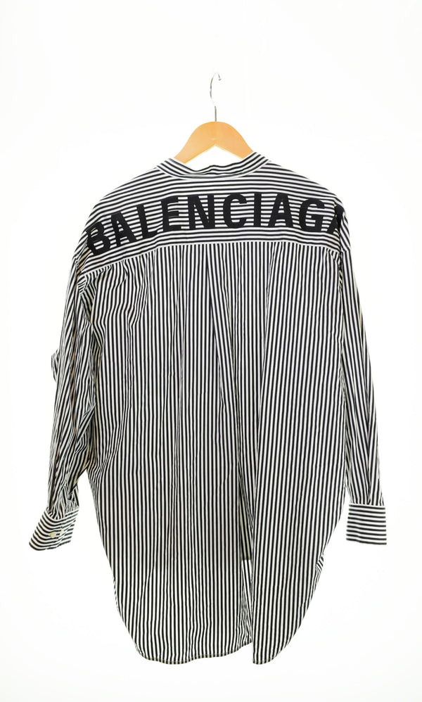 バレンシアガ BALENCIAGA ロゴ プリント 長袖シャツ 黒 UP57 2018