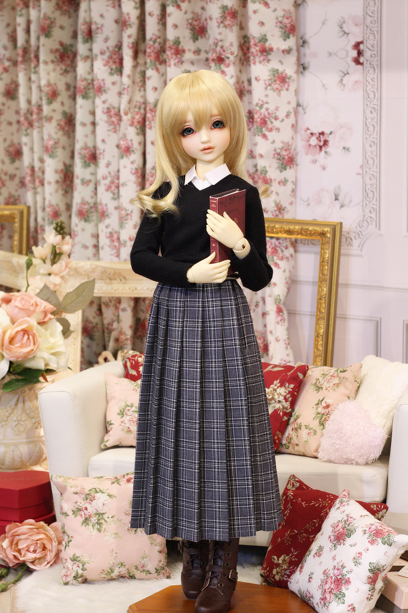 ロングプリーツスカート（黒チェック） | ボークス公式 ドルフィー