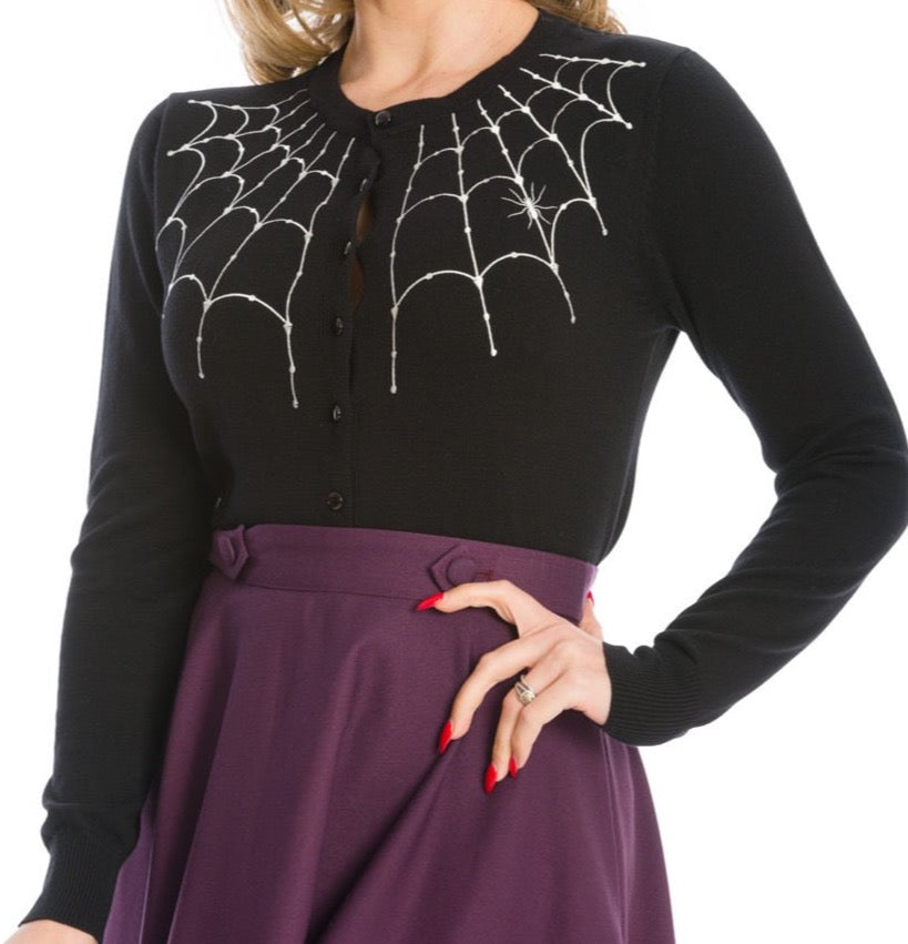 Under Her Spell Spiderweb Cardigan in Black | Double Trouble Apparel