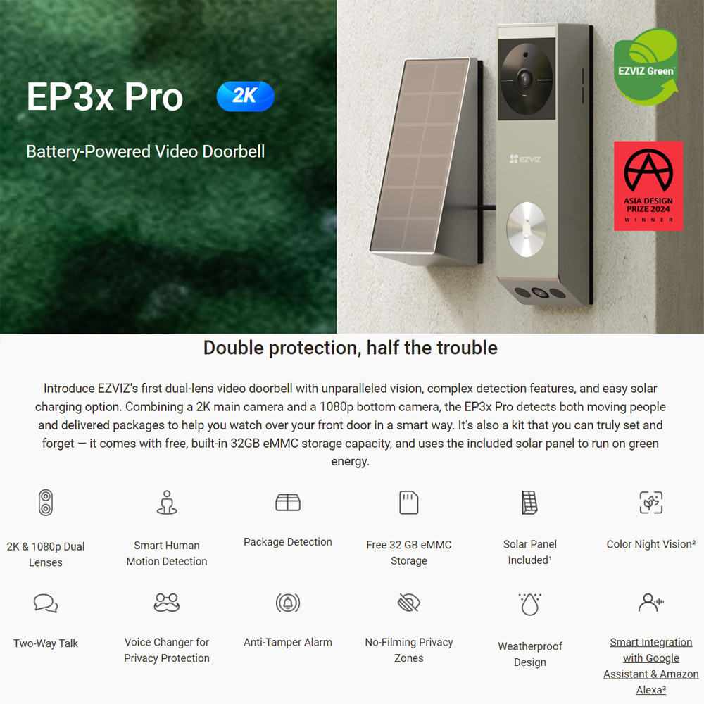 Ezviz EP3x Pro 2K Battery Video Doorbell – Smart Home Security