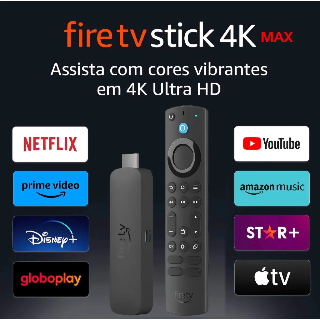 Amazon Fire TV Stick 4K Max (modelo mais novo) suporte Wi-Fi 6E