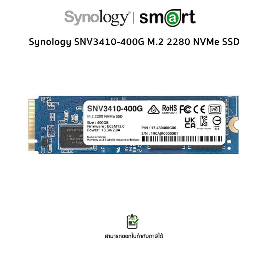 Synology SNV3410-400G M.2 2280 NVMe SSD - Enterprise Grade