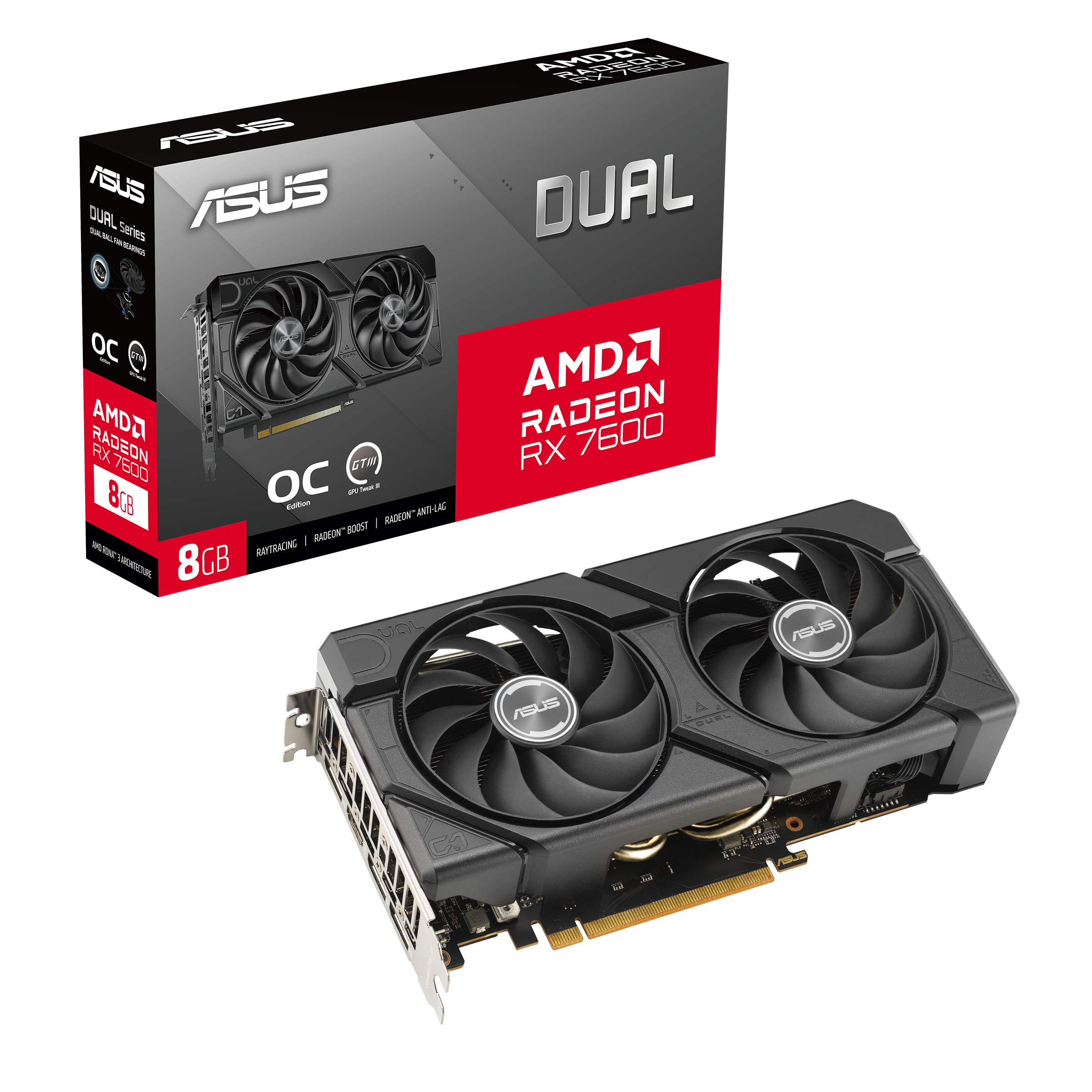 ASUS Dual Radeon™ RX 7600 EVO OC Edition 8GB GDDR6