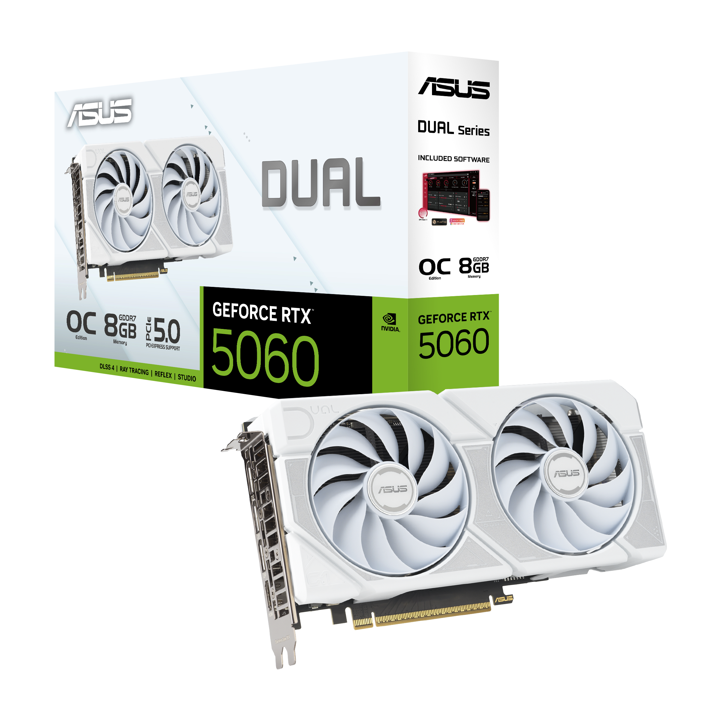 ASUS Dual GeForce RTX™ 5060 White OC Edition 8GB GDDR7