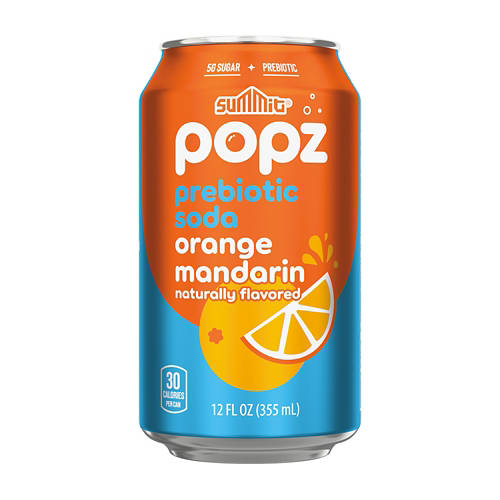 Summit Popz Orange Mandarin Flavored Prebiotic Soda, 12 fl oz