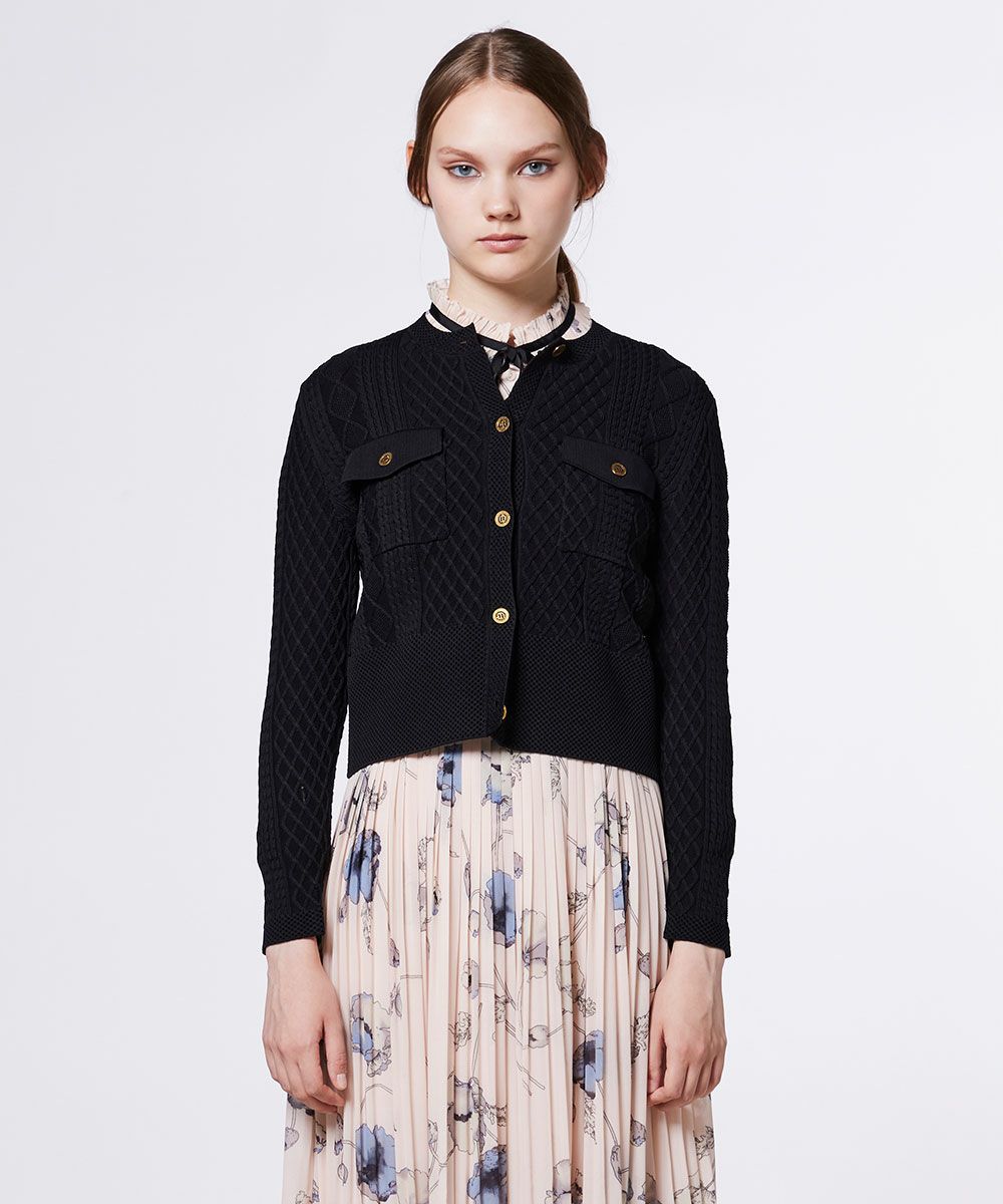 Sov. / レーヨンナイロンダルケーブルニットジャケット TOPS Night