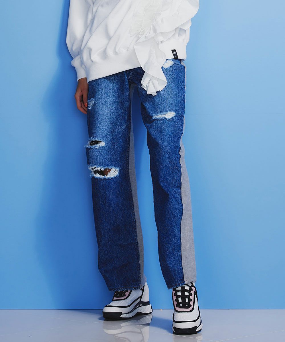 DSC / ニットドッキングデニムパンツ BOTTOMS Night STORE | ダブル