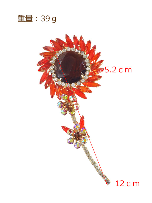 JULIANA | オレンジとブラウンのフラワーブローチ - コスチューム