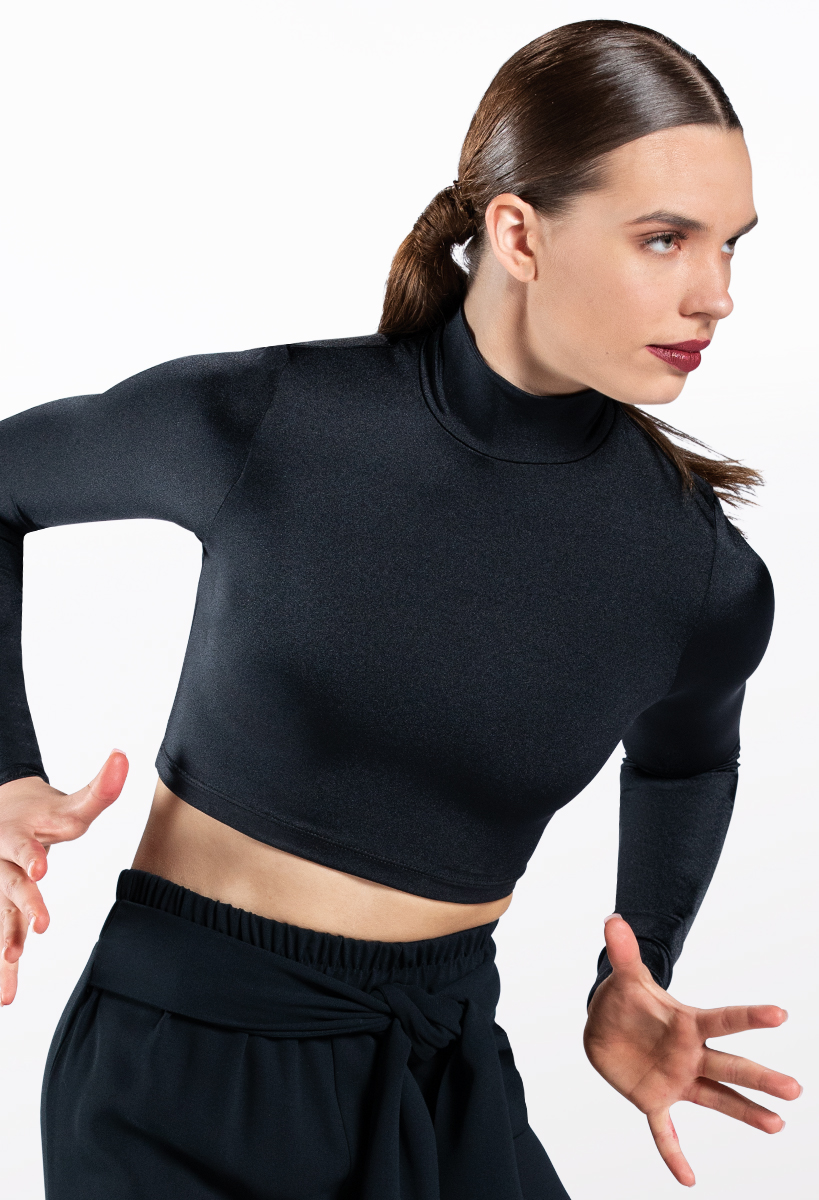 Lustre Long Sleeve Mock Neck Crop Top | Weissman®
