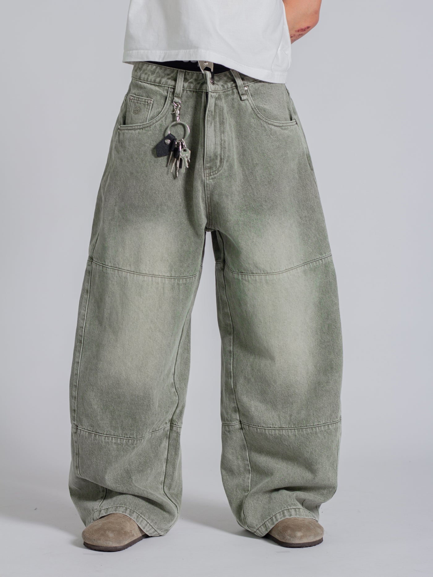 PANEL DENIM JEANS - WASHED GREEN – DRMERS CLUB