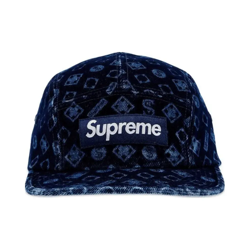 Boné Supreme Flocked Denim Camp Blue - Droper