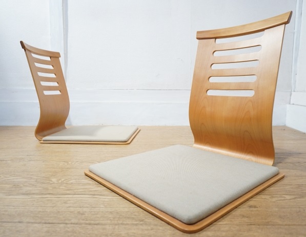 アンティーク 木製座椅子 2脚セット 和室 天童木工 アサヒ木工