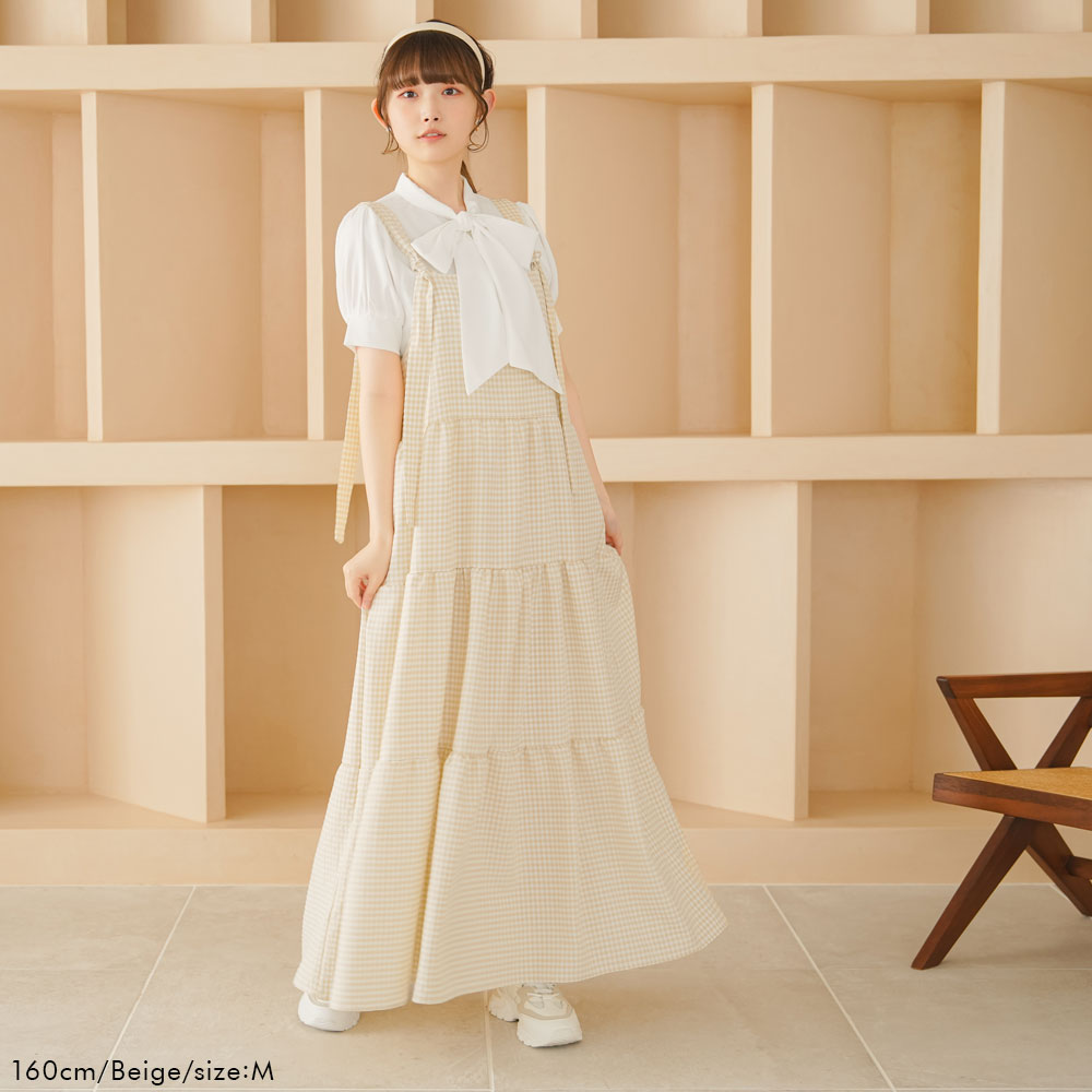 チェックリボンティアードワンピ – レディースファッション通販の夢