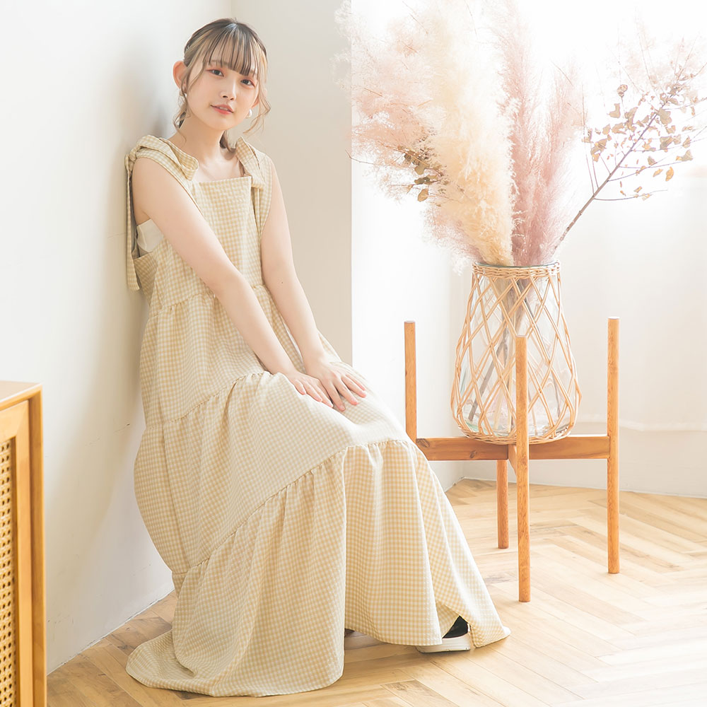 チェックリボンティアードワンピ – レディースファッション通販の夢