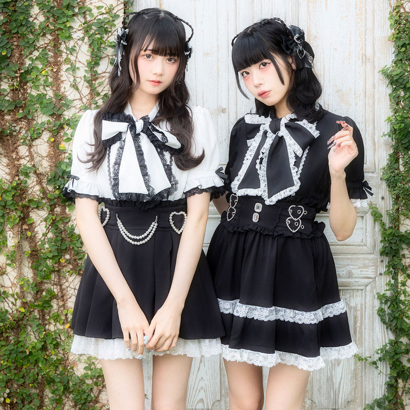 レースフリルたっぷり上品ボウタイリボンブラウス – レディース