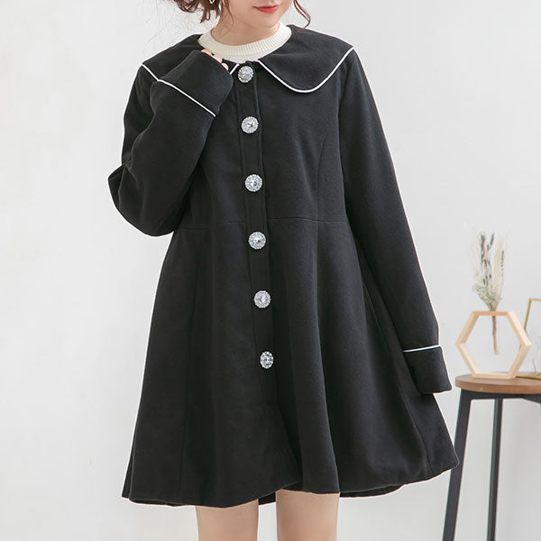 ビジュー釦セーラーカラーコート – レディースファッション通販の夢