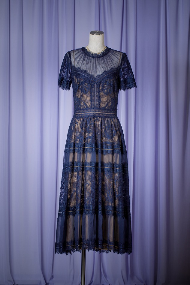 TADASHI SHOJI タダシショウジ アドーアネイビーレースドレス | 結婚式