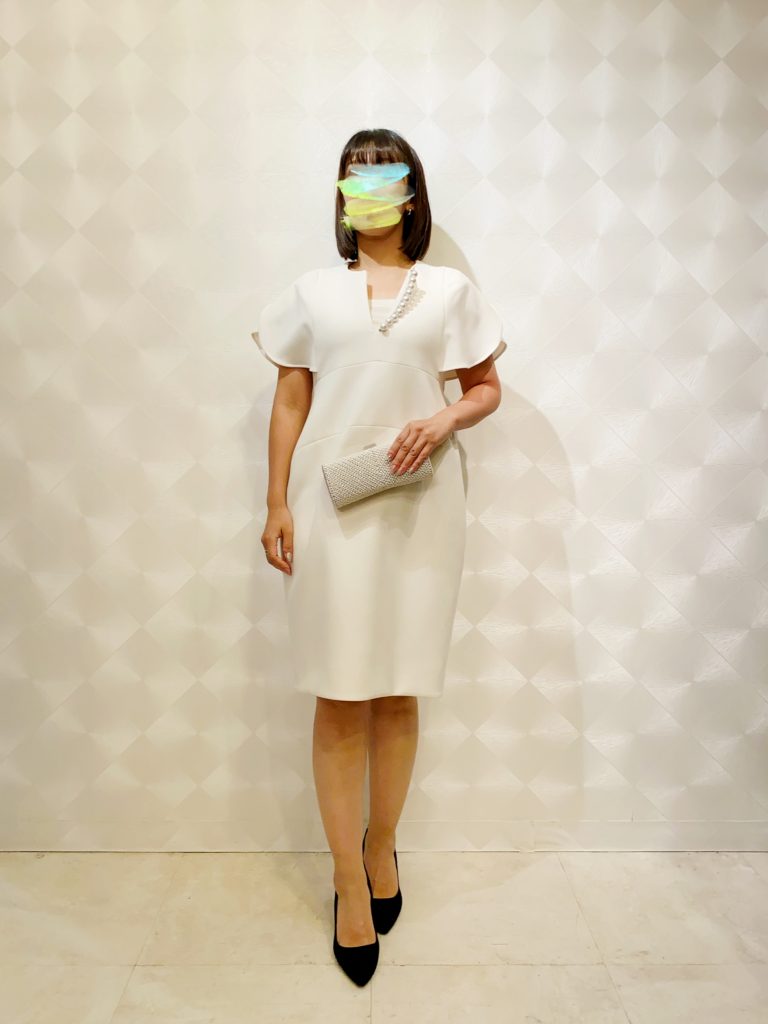 YOKOCHAN ヨーコチャン 半袖パール（ホワイト）ドレス | 結婚式