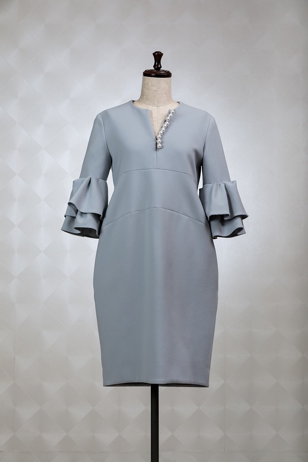 YOKO CHAN ヨーコチャン パールティアードスリーブ（水色）ドレス