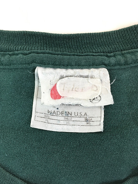 古着 90s USA製 NIKE スウォッシュ ワンポイント 刺しゅう Tシャツ 緑