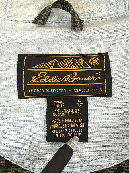 古着 80s Eddie Bauer ダーク チェック プルオーバー コットン