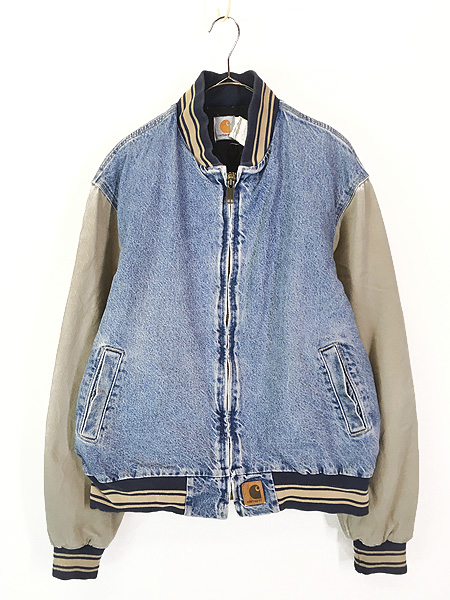 古着 90s USA製 Carhartt バイカラー パデット デニム スタジャン