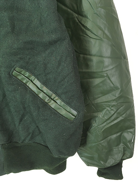 古着 80s USA製 DeLONG 無地 ソリッド ビニール レザー ウール