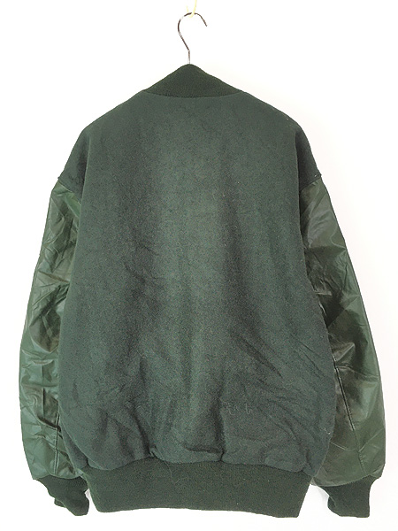 古着 80s USA製 DeLONG 無地 ソリッド ビニール レザー ウール