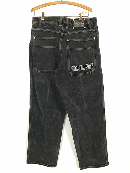 古着 90s SOUTH POLE 極太 バギー ブラック デニム パンツ ジーンズ